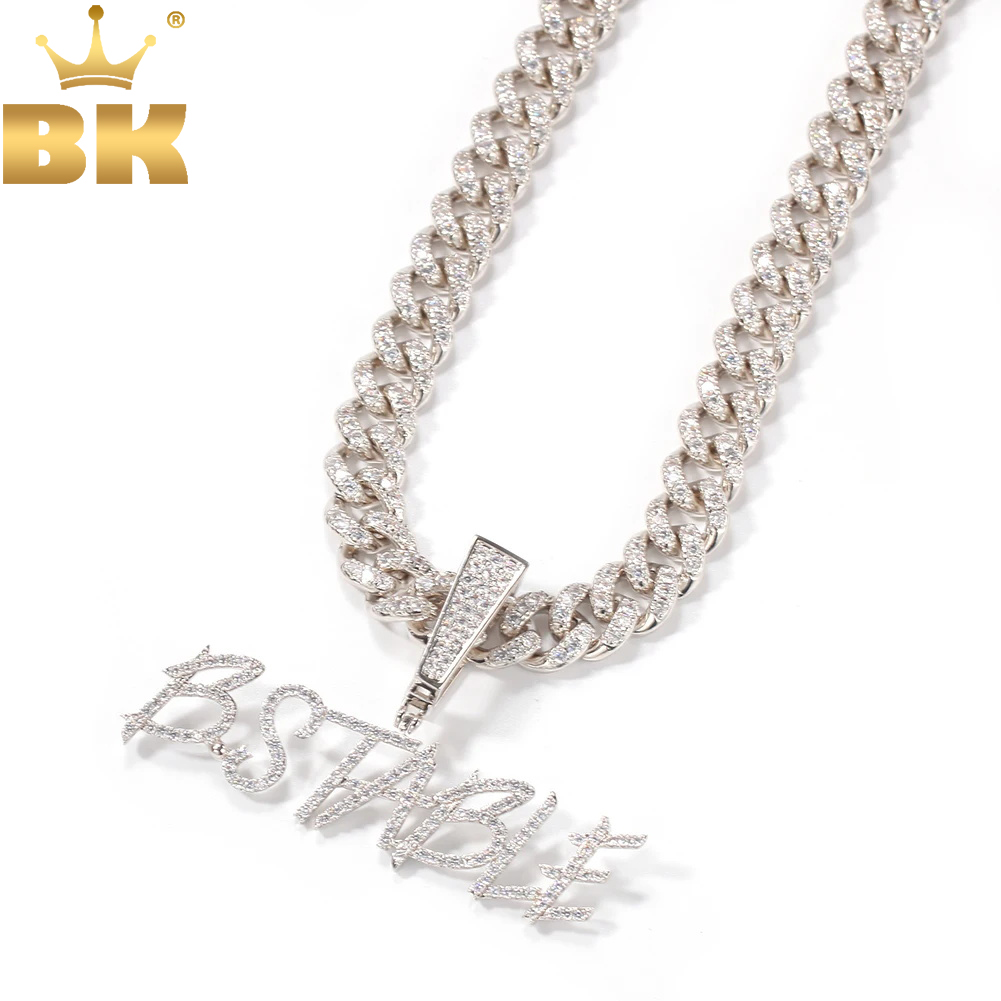 Cuban Link Chain 12Mm - TBTK Customized Name Curisve Letter Pendant