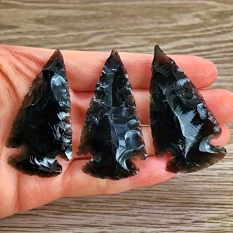 Crystal Pendant Necklace Natural Stone - 1 Obsidian Arrow Pendant -Hand-carved natural