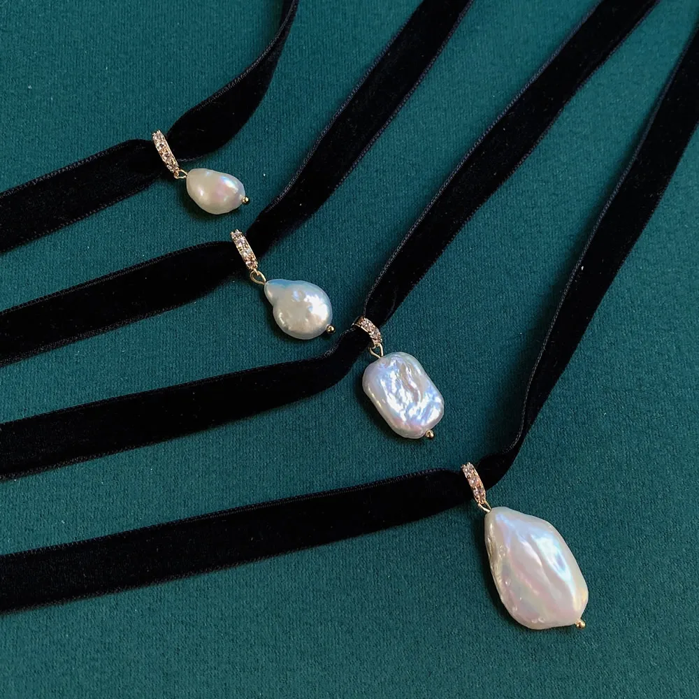 Black Velvet Ribbon Choker Irr - огляд і ціна Pearl Choker Necklace Vintage