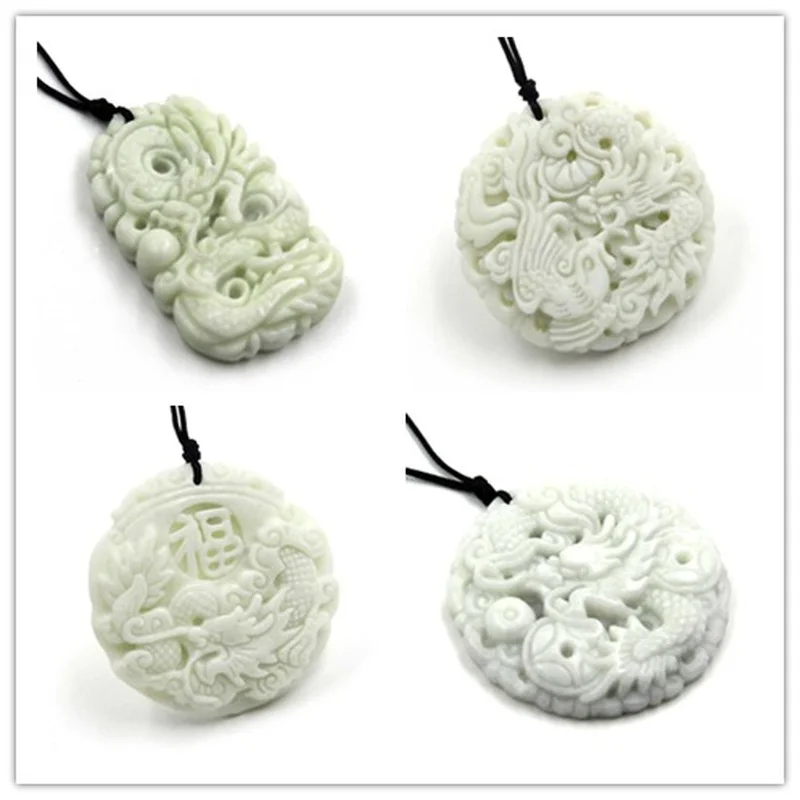 Natural White jade Dragon Phoe - огляд і ціна Necklaces