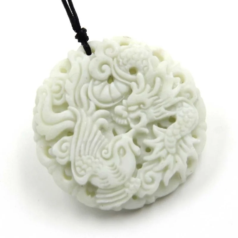 Natural White jade Dragon Phoe - огляд і ціна Necklaces