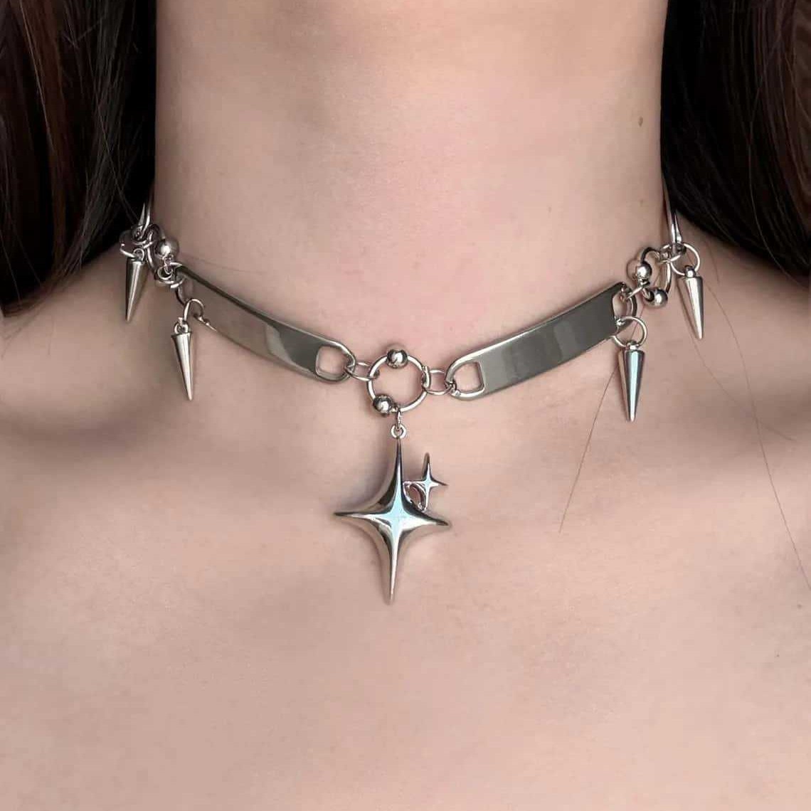 Punk Star Riveted Choker,Rock  - огляд і ціна Goth Punk Spike Choker
