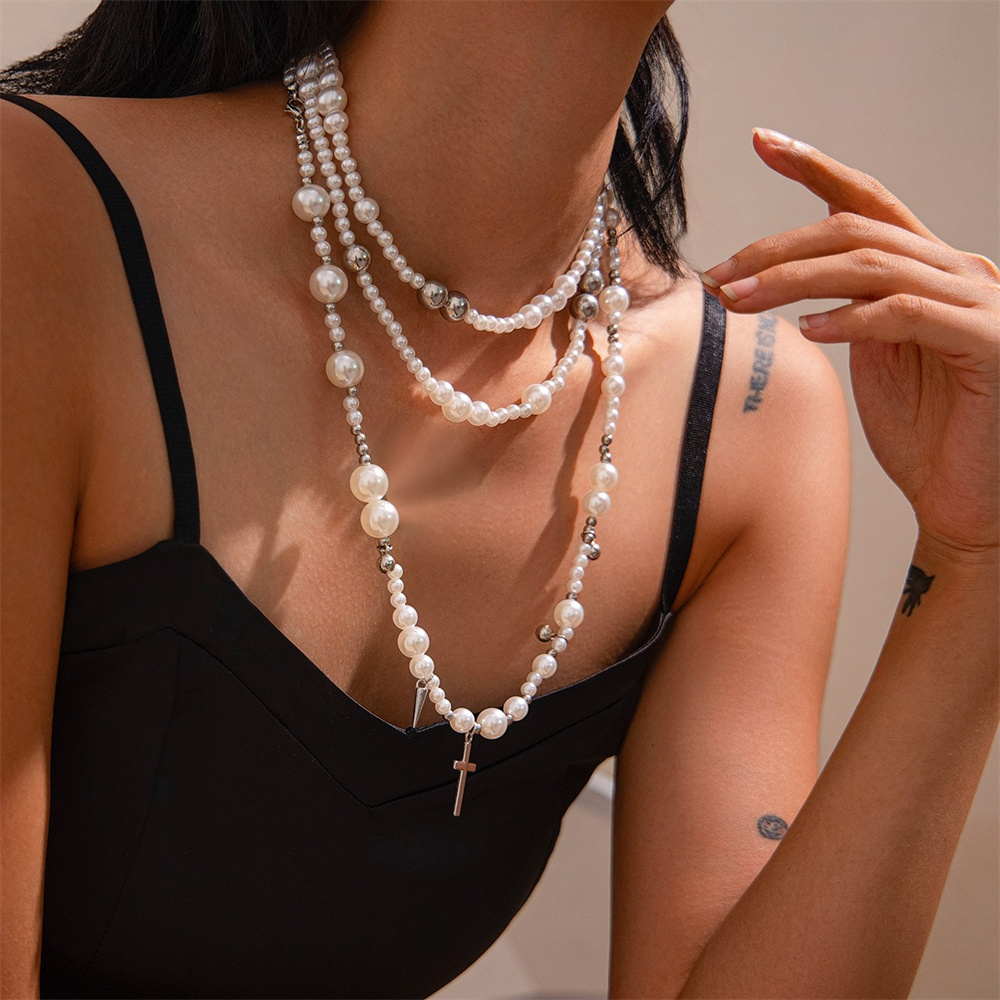 Multi-layer Imitation Pearl Be - огляд і ціна Layered Pendant Necklace Aesthetic
