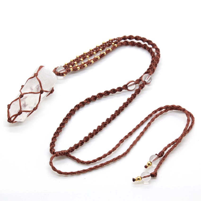 Crystal Quartz Macrame Braided - огляд і ціна Crystal Pendant Necklace Natural Stone