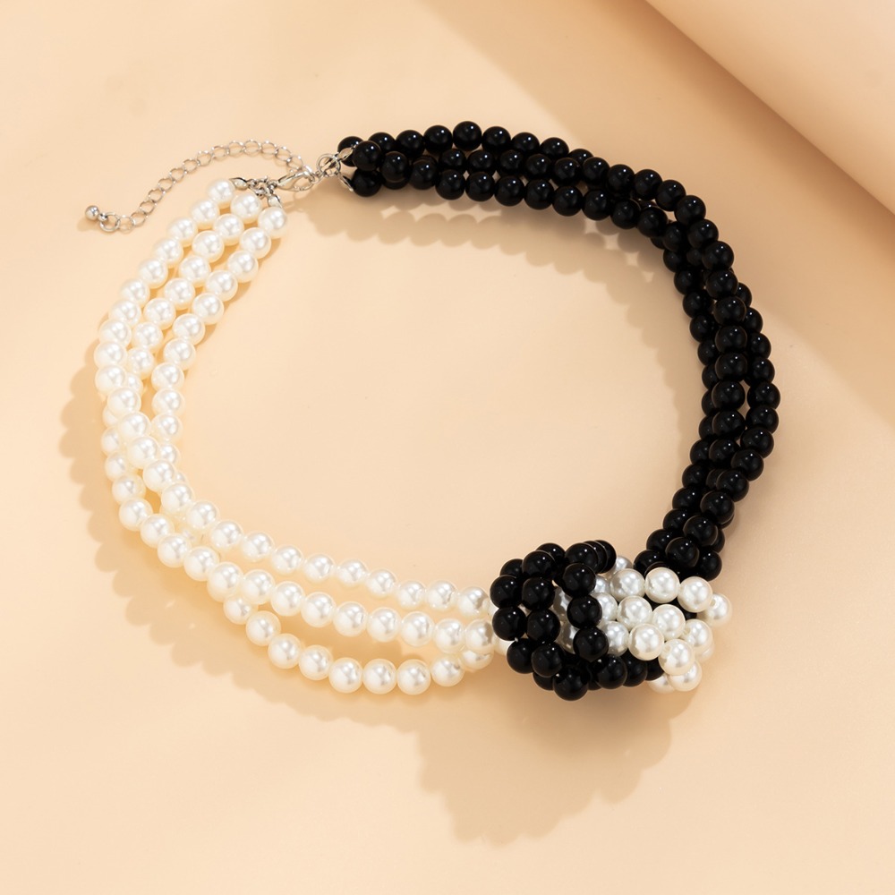Fashion Retro Black White Stit - огляд і ціна Pearl Choker Necklace Vintage