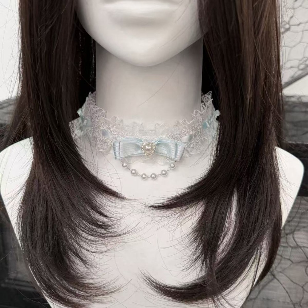 Lace Bow Ruffle Fashion Choker - огляд і ціна Pearl Choker Necklace Vintage