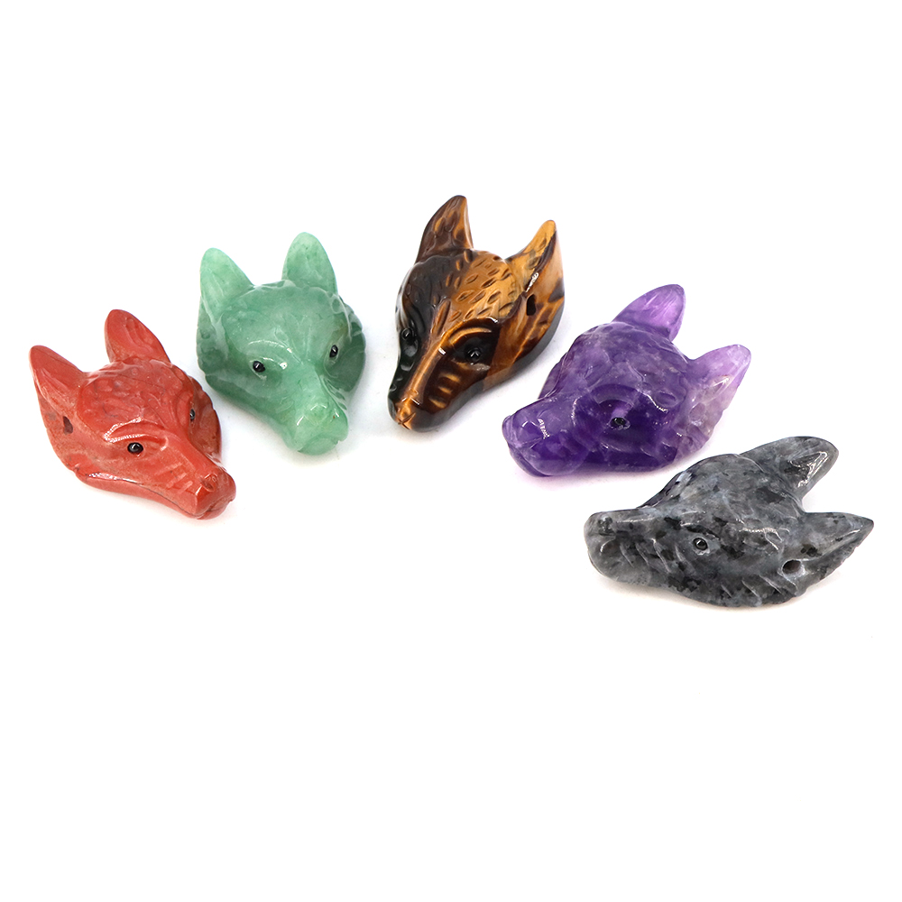 40mm Wolf Head Stone Pendant N - огляд і ціна Crystal Pendant Necklace Natural Stone
