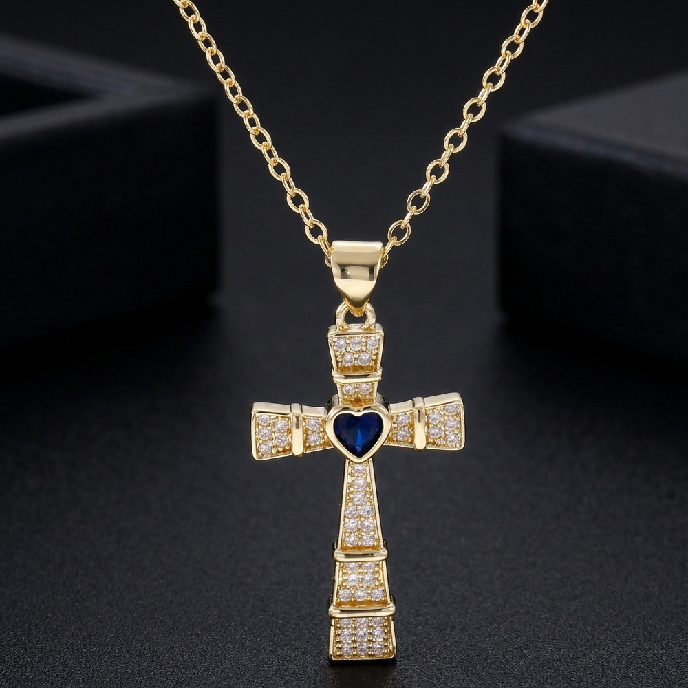 Fashion Cubic Zirconia Cross P - огляд і ціна Cross Pendant Necklace Gold