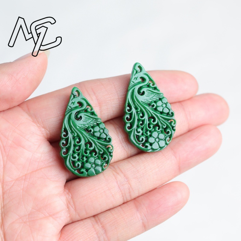 2pc Natural Jade Dry Cyan Doub - огляд і ціна Earrings