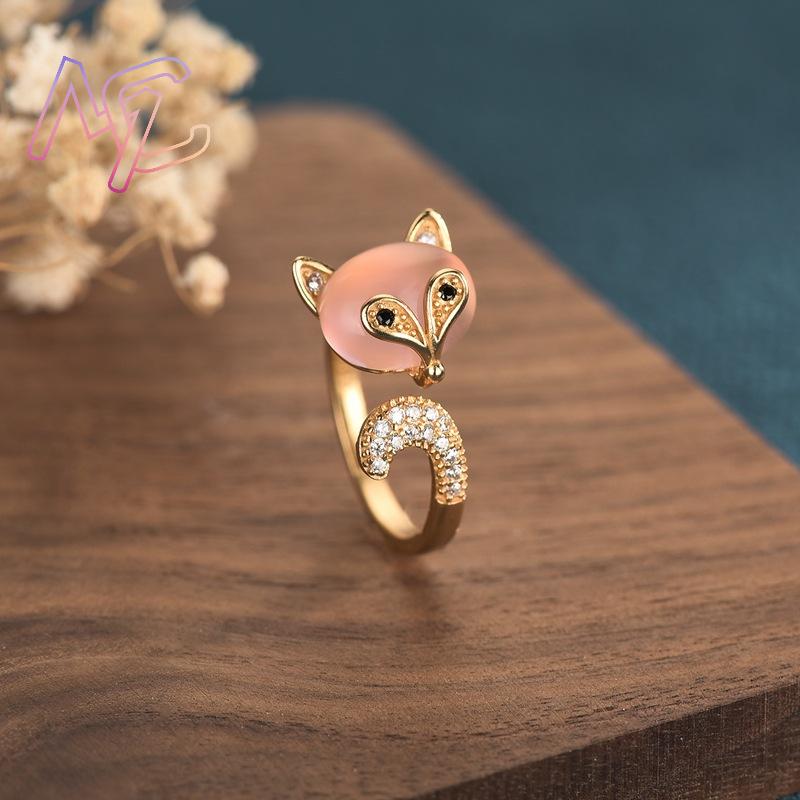 Pink Natural Jade Fox Rings Re - огляд і ціна Rings