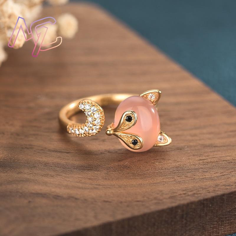 Pink Natural Jade Fox Rings Re - огляд і ціна Rings