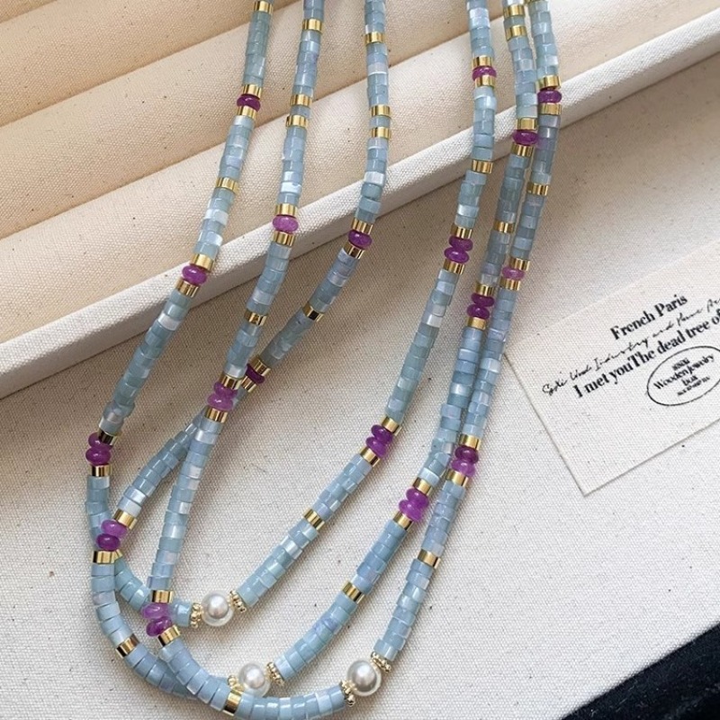 Minar Unusual Blue Natural Sto - огляд і ціна Pearl Choker Necklace Vintage